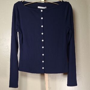 Abercrombie & Fitch Dark Blue Button-Down Ribbed Shirt NWT
